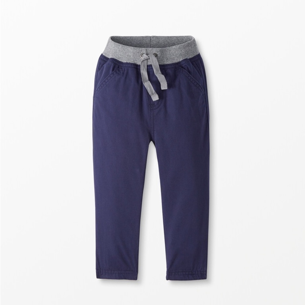 Hanna Andersson Baby Navy Canvas Pull On Pants Ribbed Waist Drawstring 6-12 Mos